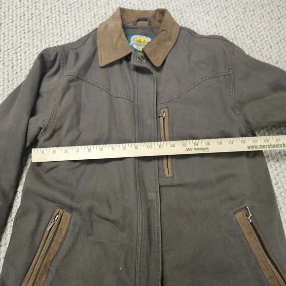Cabela's Women's Canvas Leather Duster Ranch Barn Coat Size M Brown with Liner - Picture 8 of 9